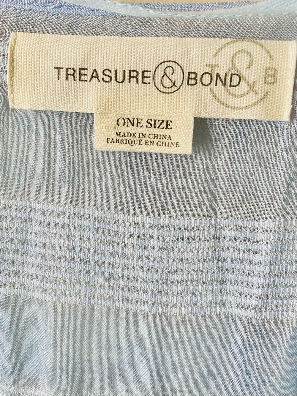 Treasure &Bond Light Blue Striped Fringe Open Arm Hole Flowy Cape Wrap Ruana OS - Picture 8 of 9